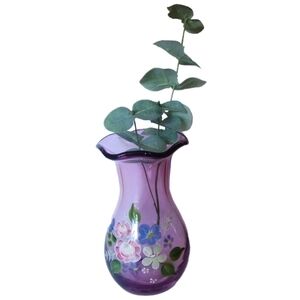 Amethyst Ruffled Glass Vase | Fenton Design For Teleflora | Hand Painted